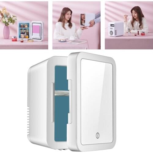 5L Portable White Mini Car Fridge Makeup Mirrored Refrigerator 12V US Plug Electric Cooler Vehicle Home Minifridg