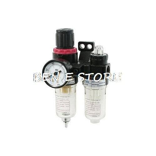 Air Source Treatment Filter Regulator Lubricator Pressure Gauge 0-1 MPa