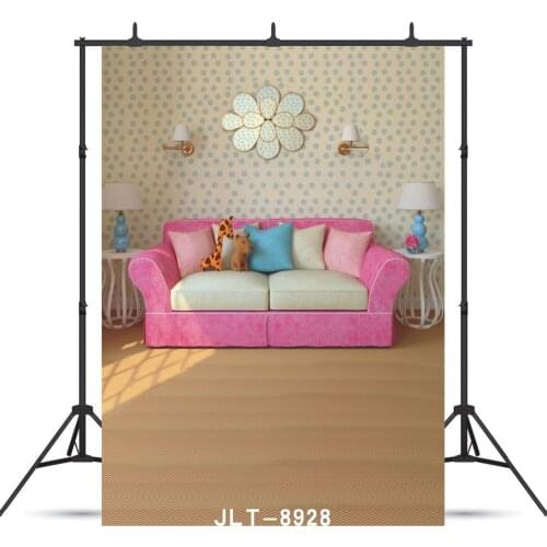 Pink Sofa Pillow Floor Vinyl Photographic Background Custom For Baby New Born Shower Children Portrait Backdrop Photocall Studio