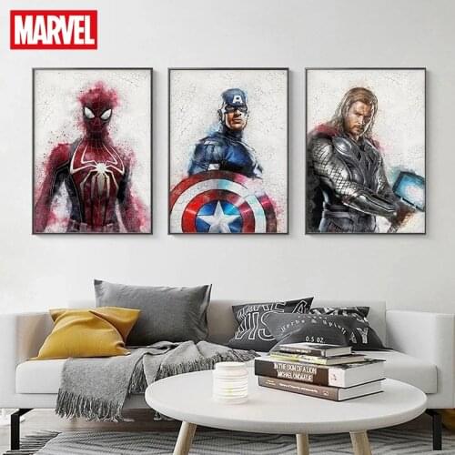 Marvel Superheld Avengers Poster Print Iron Man Aquarel Canvas Painting Wall Art Picture For Living Room Modular Home Decoration