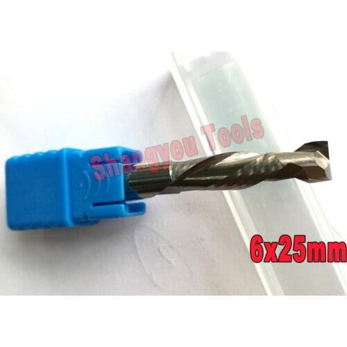 2pcs D6X25mm UP & DOWN end mills Two Flutes Spiral Carbide Cutters for CNC Router, Compression Wood End Mill Cutter Bits