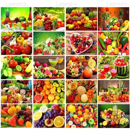 Fresh Fruit Dishes Diamond Painting 5D DIY Diamond Embroidery Colorful Fruit Art Full Round Drill Home Decoration Handmade Gift