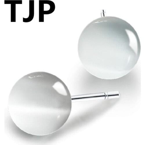TJP Top Quality 925 Sterling Silver Stud Earrings For Girl Lady Engagement Party Hot Cat Stones Earring Jewelry Good Quality