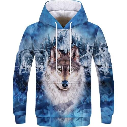 2020Fashion Men Snow Wolf Animal 3D Printed Hooded Hoodies Men / Womens Shinning Wolf Design Sweatshirts 3D Harajuku Hoody