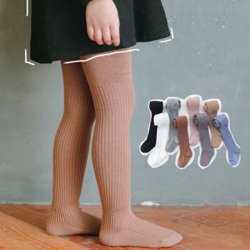 Spring new children pantyhose casual vertical stripes kids girls tights solid color soft breathable baby girl big PP tights