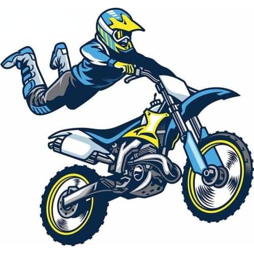 13cm x 12.1cm for Motocross Rider Doing Trick Decal Vinyl Car Sticker 3D Funny Anime Motorcycle Car Bumper
