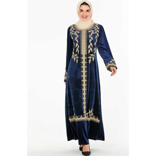 Dubai Kaftan Velvet Muslim Dress Women Maxi Kimono Jubah Long Robe Abaya Hijab Dresses Islamic Clothing Turkey Arabic Dress