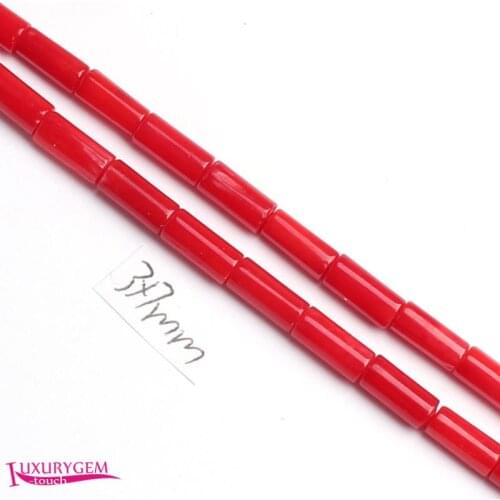 High Quality 3x7mm Smooth Red Color Natural Coral Column Shape DIY Gems Loose Beads Strand 15" w3691