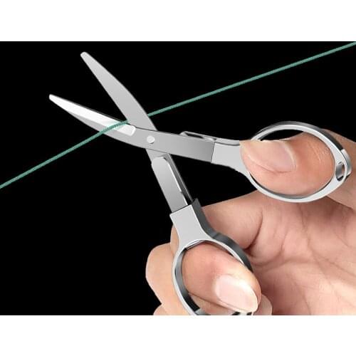 WALK FISH Mini Folding Stainless Steel Scissors Keychain Fishing Travel Scissor Cutter Camping