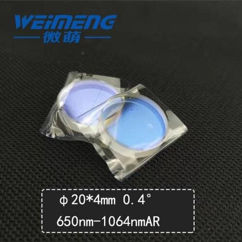 Weimeng Φ20*4mm wedge mirror angle:0.4 degree 650nm&1064nmAR coating quartz for laser machine & Laboratory & Optics & equipment
