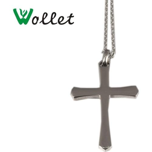Wollet Jewelry High Quality Pious Full Glossy Cross God Is Love Steel Color Stainless Steel Pendant For Women Men