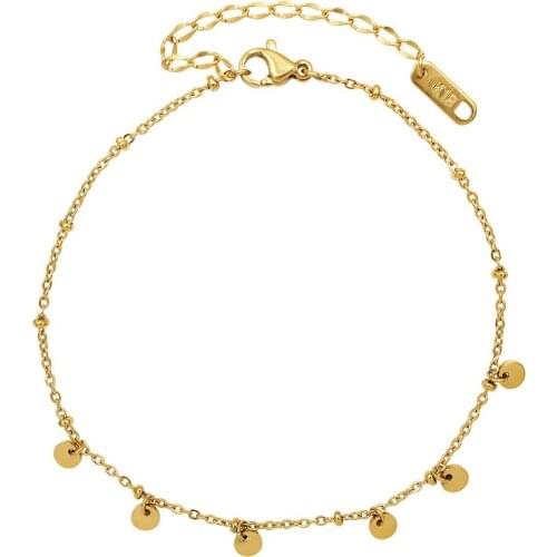 Women Summer Beach Jewelry Stainless Steel Small Round Disc Sequins Coins Charm Anklets Foot Link Chain Jewelry браслет на ногу