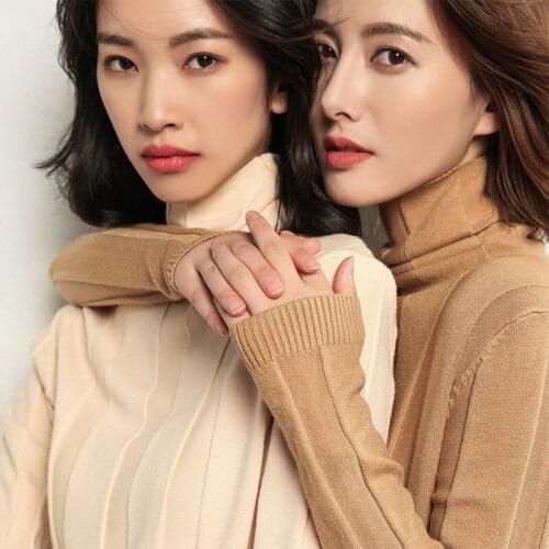 Ladies sweater autumn and winter new sweater high collar pull over long-sleeved La ladies loose cashmere sweater