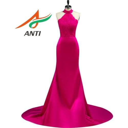 ANTI Vintage Trumpet Mermaid Prom Dresses Long Vestidos De Festa 2018 Beaded Crystal Formature Gowns Off the Shoulder Halter