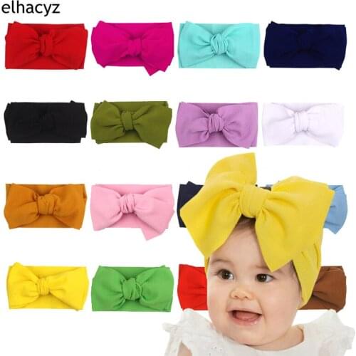 10pcs/lot New Fashion 7'' Big Top Knot Bow Headband Girls Solid Waffle Fabric Hair Band Kids Turban Head Wrap Hair Accessories