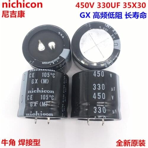 2PCS/10PCS 330uf 450v Nichicon GU/GX 35x30mm 450V330uF Snap-in PSU Capacitor