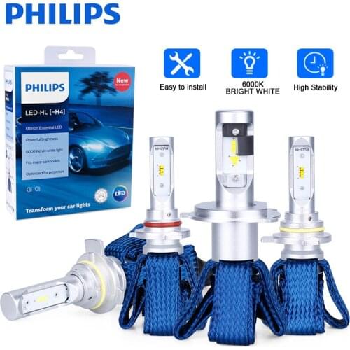 2Pack Philips H11 LED Ultinon Essential Kit 9012 H4 H7 HB3 HB4 HIR2 9005 Car Headlight H8 H11 H16 LED Fog Lamp 6000K White 12V