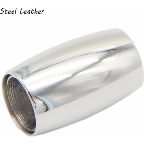 20pcs/lot engrave logo hole:2/3/4/5/6mm Stainless Steel Magnetic Clasps Column Leather Cord Clasp Bracelet Magnet Buckle Closure