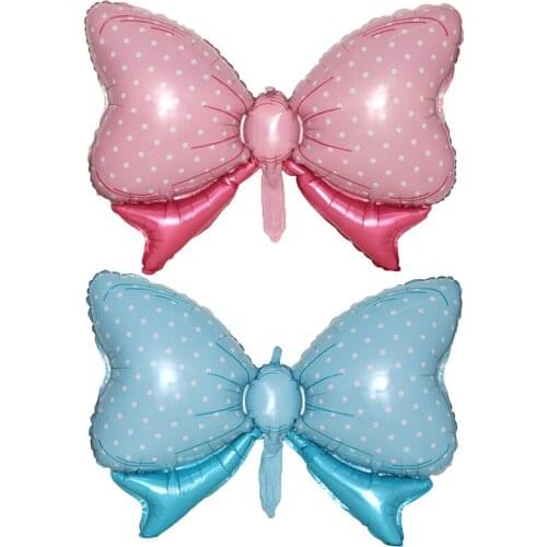 200pcs Bow Balloon Bowtie Pink Blue Foil Balloon for Wedding Bridal Shower Gender Reveal Balloon Decor