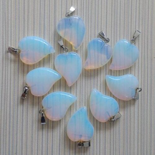 2018 fashion bend heart Opal stone charms pendants for jewelry making hight Quality Wholesale 50pcs/lot free shipping