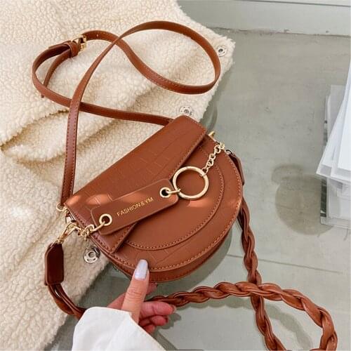 2021 Crossbody Bags For Women Saddle Bag Luxury Brand Crocodile Pattern Semicircle Leather Handbag Designer Ladies Shoulder Bags