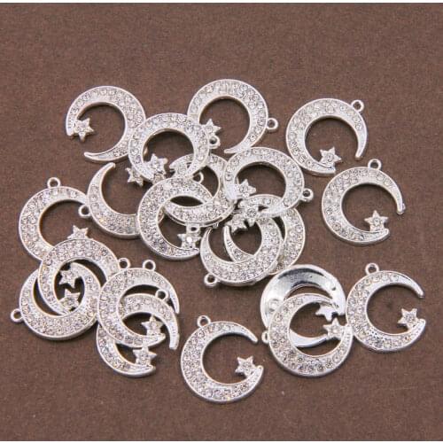 6pcsRhinestone Accessory Arms Allah Muslim Islamic Crescent Crescent Pendant Accessories Islamic Reality Sieraden DIY Made Musli