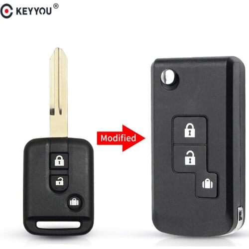 KEYYOU 10X 2/3 Buttons Modified Flip Folding Remote Car Key Shell Fob Case For Nissan Micra 350Z Pathfinder Almera Navara