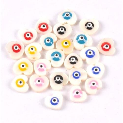 10pcs Devils eye Natural Shell Loose Beads Color Mother of Pearl heart bead for jewelry making DIY TRS0363