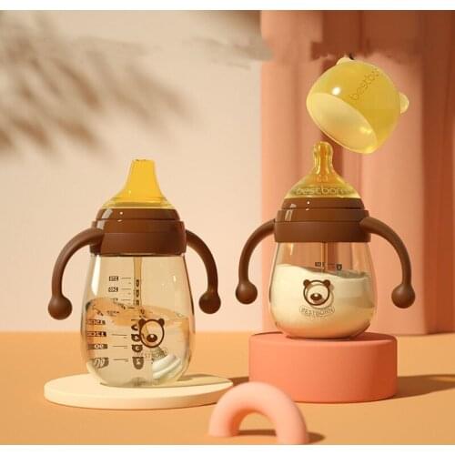180ML Baby bottles Newborn ppsu feeding bottle with handle Anti-Colic Milk Bottle for Infant kids training water cup with straw