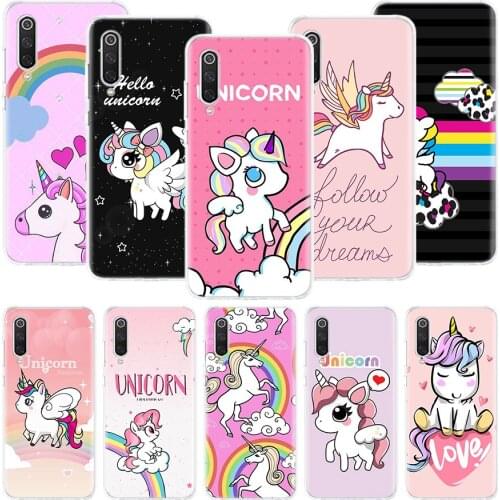 Unicorn Pink Myth Cartoon Phone Case For Xiaomi Mi Note 10 11 9 8 10T 9T CC9 A1 A2 A3 5X 6X Pocophone F1 X3 F2 Pro Lite Coque Co