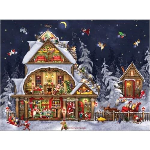 Santas House - Counted Cross Stitch Kits - Handmade Needlework for Embroidery 14 ct Cross Stitch Sets Christmas Holiday