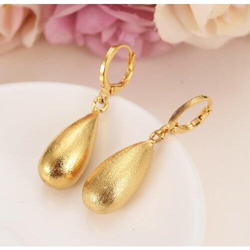 Gold Color waterdrop Earrings for Women Girls kids Jewelry Bead Round Ethiopian Africa Arabia Middle East Bijoux charms Gift
