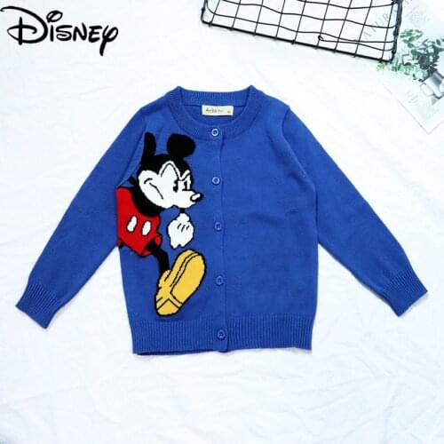 Original Disney Mickey Mouse Childrens Cardigan Cotton Crew Neck Sweater Winter Clothes for Girls Toddler Boy Winter Clothes