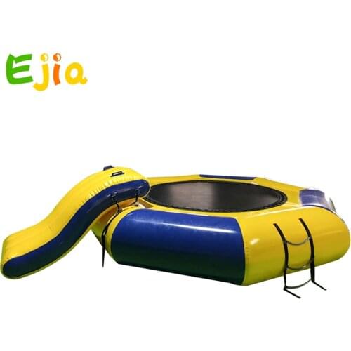 Commercial Adult Kids Water Park Inflatable Water Trampoline With Island Bouncy Slide Floating Toy Fun For Jumping Game