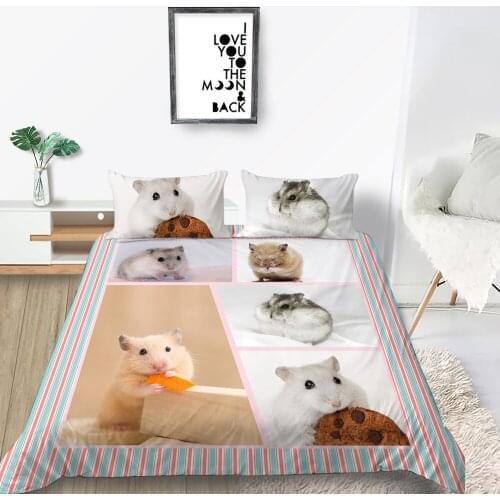 Hamster Bedding Set Stripes Creative Cute Geometric Duvet Cover 3D Queen King Twin Full Single Double Unique Design Bed Set