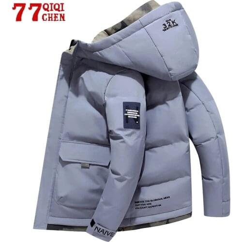 Winter Warm Jacket Men Solid Color Casual Hooded Parkas Brand Mens Thick Slim Windproof Jackets Male Fashion Thermal Zipper Coat