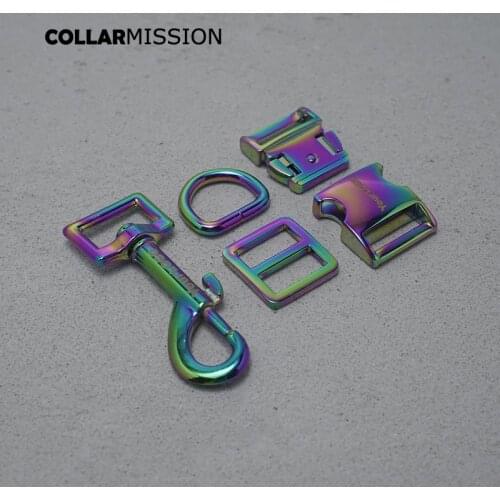 Metal buckle+Tri-Glid+D ring+metal dog clasp/set)Engraved retailing 20mm for DIY dog collar set harness high quality DIY parts