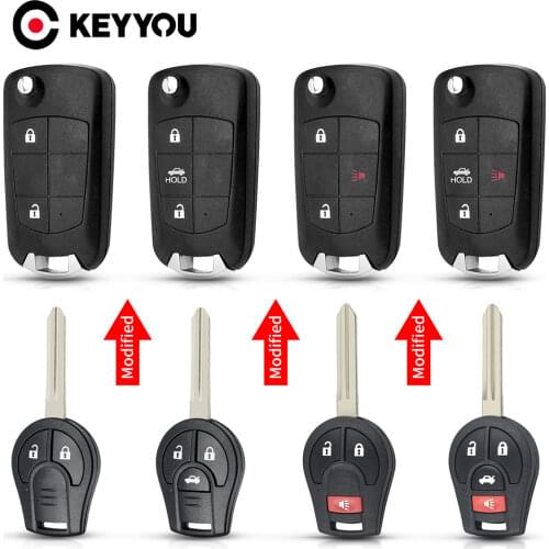 KEYYOU 2 Buttons Modified Car Remote Key Shell Case for NISSAN Juke March Qashqai Sunny Sylphy Tiida X-Trail Fob Key