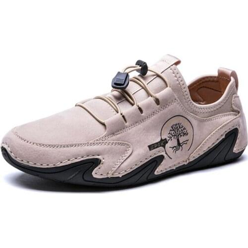 Oversize PU Leather Light Breathable Men Running Shoes Non-slip Adult Sneakers Male Sports Shoes Men Sport Barefoot Low GMB-0204