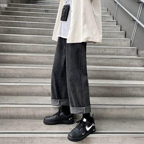 2021 Korean Collage Hip Hop Jeans Man Straight Summer Casual Jeans Manswoman Couple Loose Denim Pants Clothing