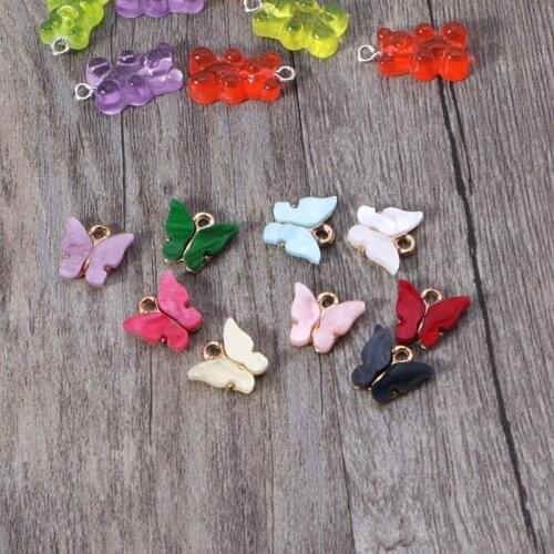 N7MF Butterfly Bear Pendant for Jewelry Necklace Earring Bracelet Crafting Accessory