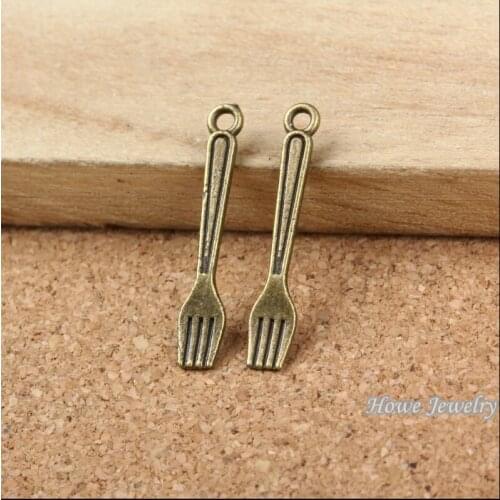 Wholesale 250 pcs Vintage Charms Fork Pendant Antique bronze Fit Bracelets Necklace DIY Metal Jewelry Making 10099