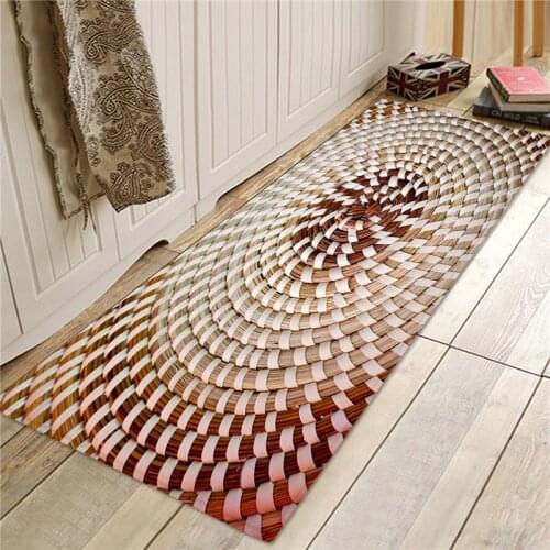 Bamboo Weaving 3D Printed Floor Mat Door Mats Indoor Entrance Non-Slip Mats For Living Room Bath Bedroom Chair Floor Rug Mat
