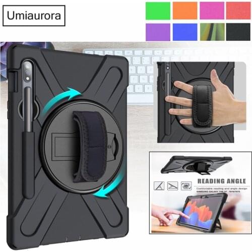 For Samsung Tab S7 Plus Heavy Duty Rugged Shockproof Case 360 Rotating Kickstand Cover Strap for Samsung Tab S7 SM-T870/T875 11"