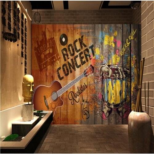Drop Shipping Custom 3D Photo Wallpaper 3D Nostalgic Retro Fashion Bar KTV Backdrop Wallpaper Lobby Studio Living Room Mural