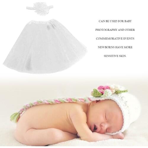 Newborn Photography Props Cute Bubble Skirt Newborn Clothing Suit Baby Girls Tulle Tutu Skirt With Flower Headband Set Baby Gift