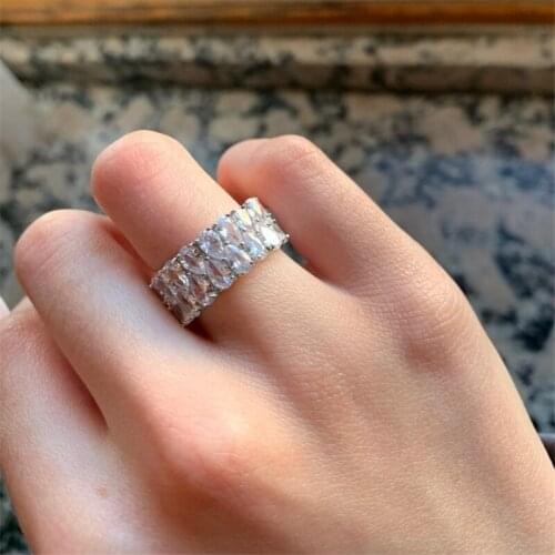 Luxury Boho Female Big Crystal Zircon Stone Ring Luxury 100% 925 Silver Love Engagement Ring Vintage Wedding Rings For Women