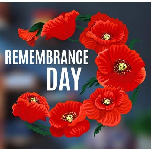 1Pc Wall Stickers Removable Pvc Non-Toxic Self Adhesive Red Poppy Flowers British Style European Victory Day Decoration