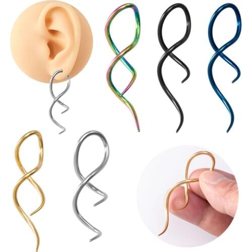 1PC Surgical Steel Taper Hanging Loop Earring Twist Ear Weights Hanger Helix Tragus Stretcher Expander Piercing Body Jewelry 12G