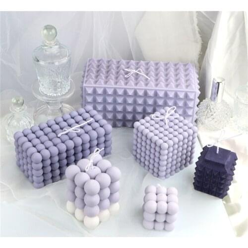 Soy Non-stick Spherical Silicone Pyramid Candle Mold Diy Cuboid Soa Pirregular 3d Stereo Cube Decor Max Plaster Making Cinnabar